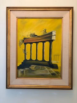Framed Oil Painting of Ancient Roman Ruins