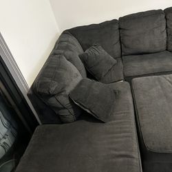 3-Piece Grey Sectional Sofa Set w/ Recliner & Ottoman – Great Condition!