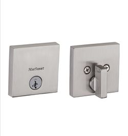 Kwikset 92580-005 258 Downtown Low Profile Slim Square Modern Contemporary Single Cylinder Deadbolt Door Lock Satin Nickel