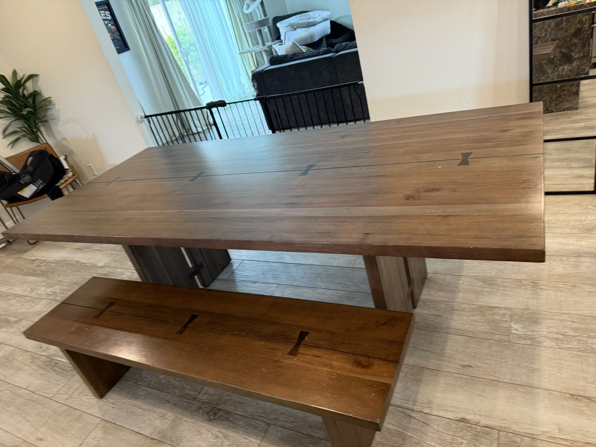 Crate & Barrel 108” Dining Table And Bench