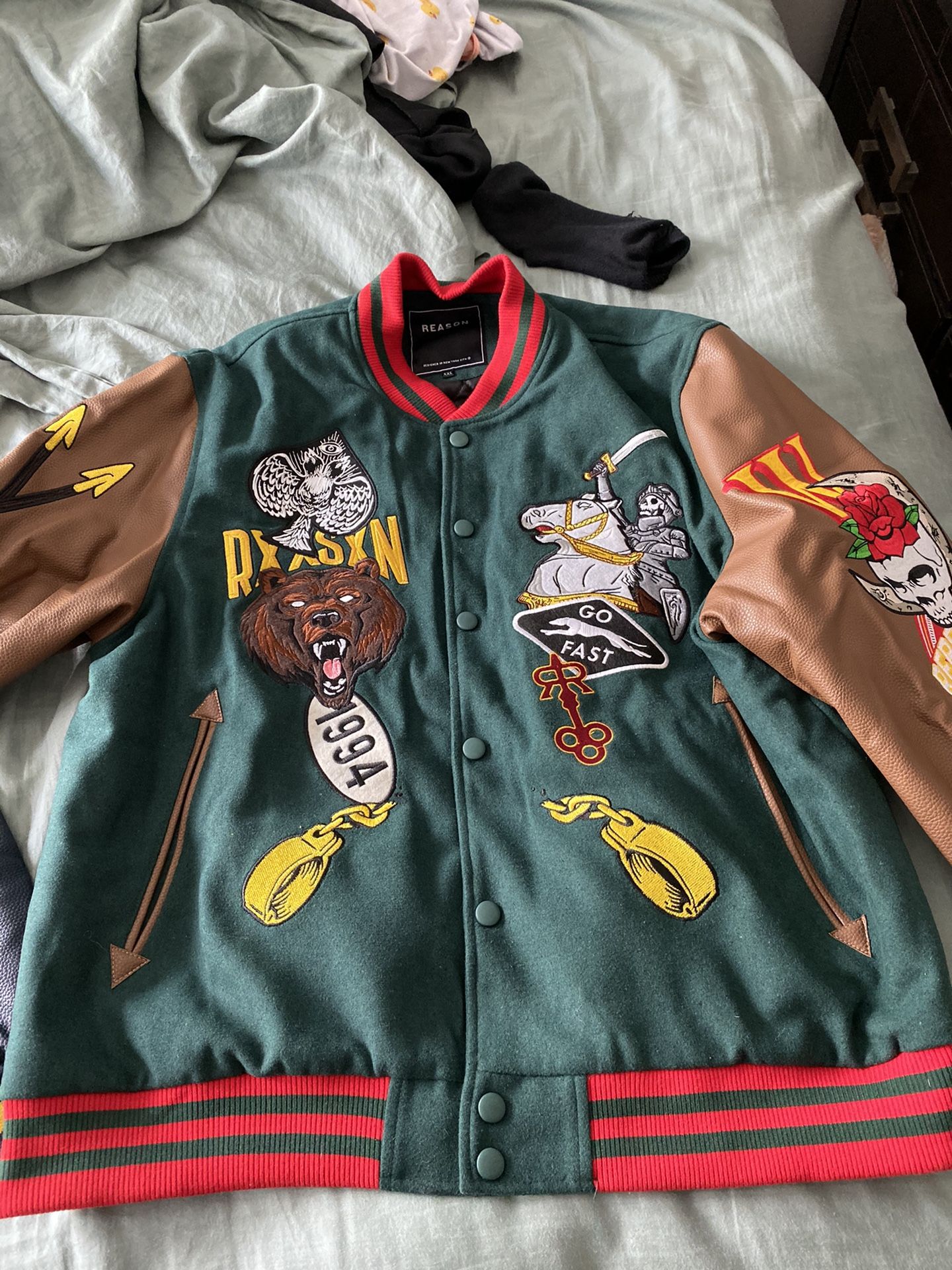 Varsity jacket bomber jacket size XXL but fits like a Large or XL