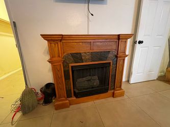 Decorative Fireplace with Wood Mantel