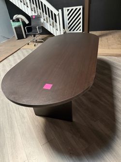 Dark Walnut Oval Conference Table