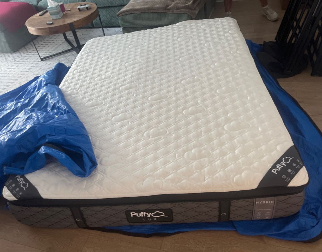 Puffy Lux Hybrid Queen Mattress ➕ Steel Foundation (sat in a spare room 1 week)