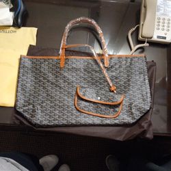 BRAND NEW .Goyard Saint Louis PM Black Canvas Leather tote Bag, Retail $3,299