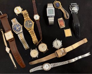 Vintage Watch Lot 16pc Seiko Buren Bradley Mickey Golflog - Mixed Working/Parts