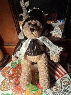Aviator Teddy Bear Plush with Leather Jacket
