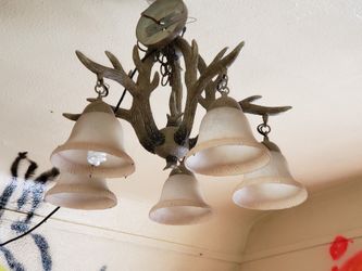Deer buck anthers ceiling light fixture cottage cabin hunting man cave