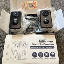 2 Smart Wireless Cameras Easy Mounting 