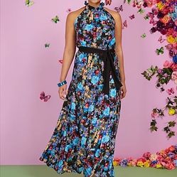 NY and Co  -  Floral Halter Top Maxi Dress (NEW).