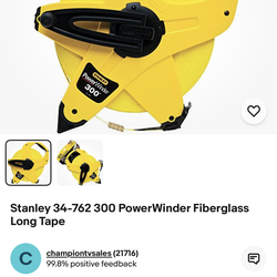 Stanley 34-762 300 PowerWinder Fiberglass Long Tape