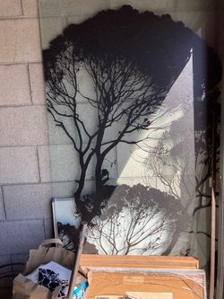 6foot tall tree art on beveled glass