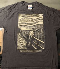 🔥 AUTHENTIC VINTAGE 1994 EDVARD MUNCH “THE CRY” T-SHIRT – HANES BEEFY-T – SIZE LARGE 🔥