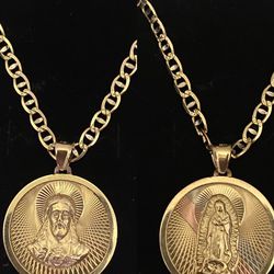   Link Gold Chain  and  Double Side Pendant   