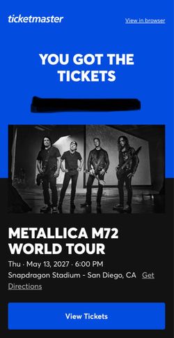 Metallica M72 Tour San Diego Tickets
