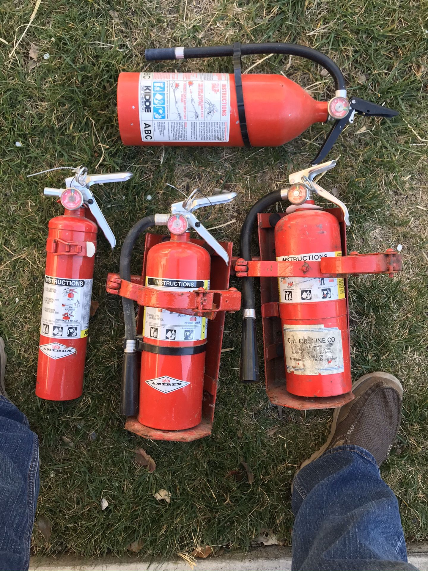 Lot of Fire Extinguishers and Brackets (all expired)