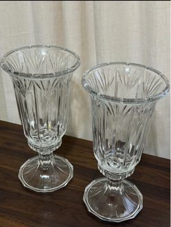 Pair of Cut Crystal Pedestal Vases-TOWLE
