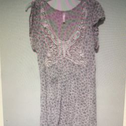 Rue 21 Women’s Large Pink Leopard Print Butterfly Short Sleeve V Neck Rayon Mini