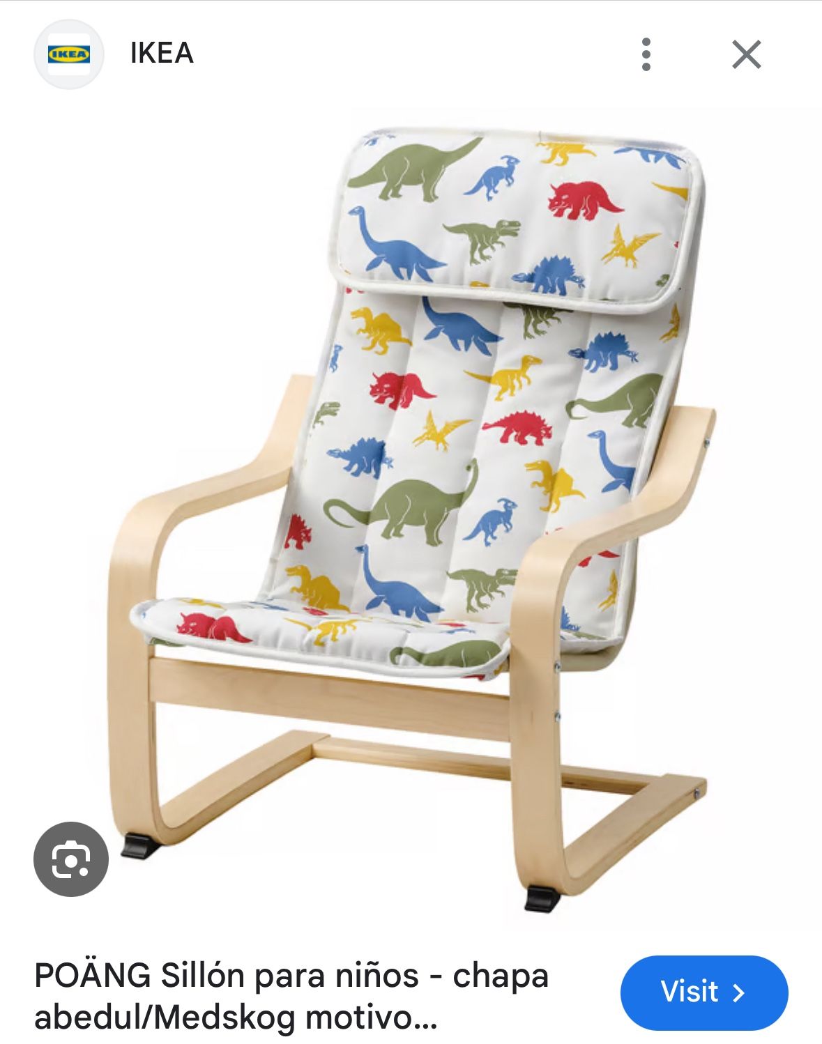 Kid's armchair, birch veneer/Skogbo animal pattern