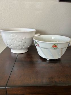 Vintage colander with fruit pattern