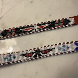Vintage Native American Beaded Bands With Snap