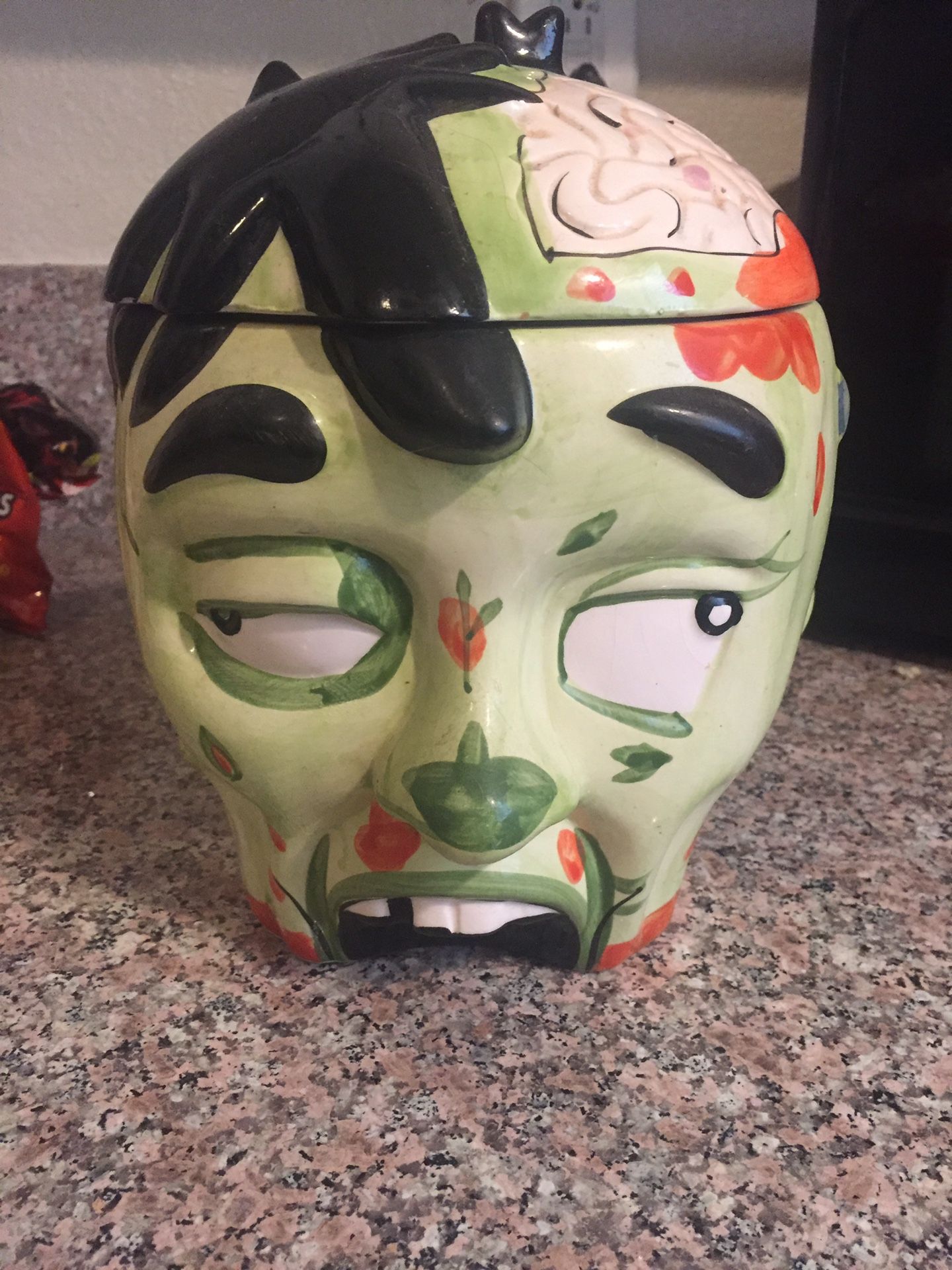 Zombie head cookie jar