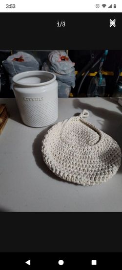 Kitchen Utensils Holder And A Hanging Fruit Basket $12 For Both