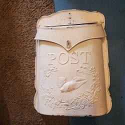 Vintage metal mailbox box , what floral design  1950s