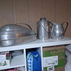 Vintage Alum. Roaster. Pitcher. Thermos
