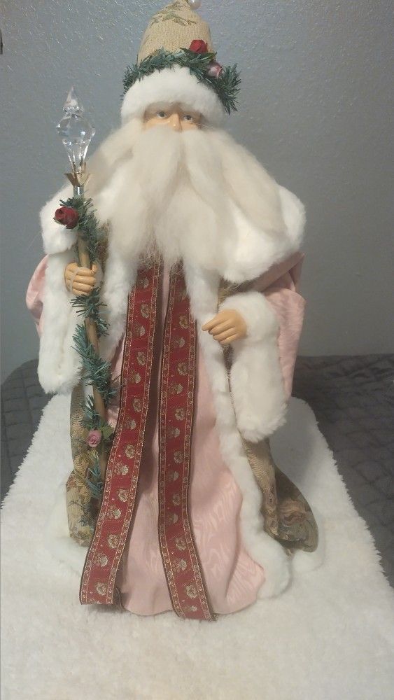 Victorian Vintage Santa Claus Christmas Tree Topper Or Can Stand On Table / Floor  24 In
