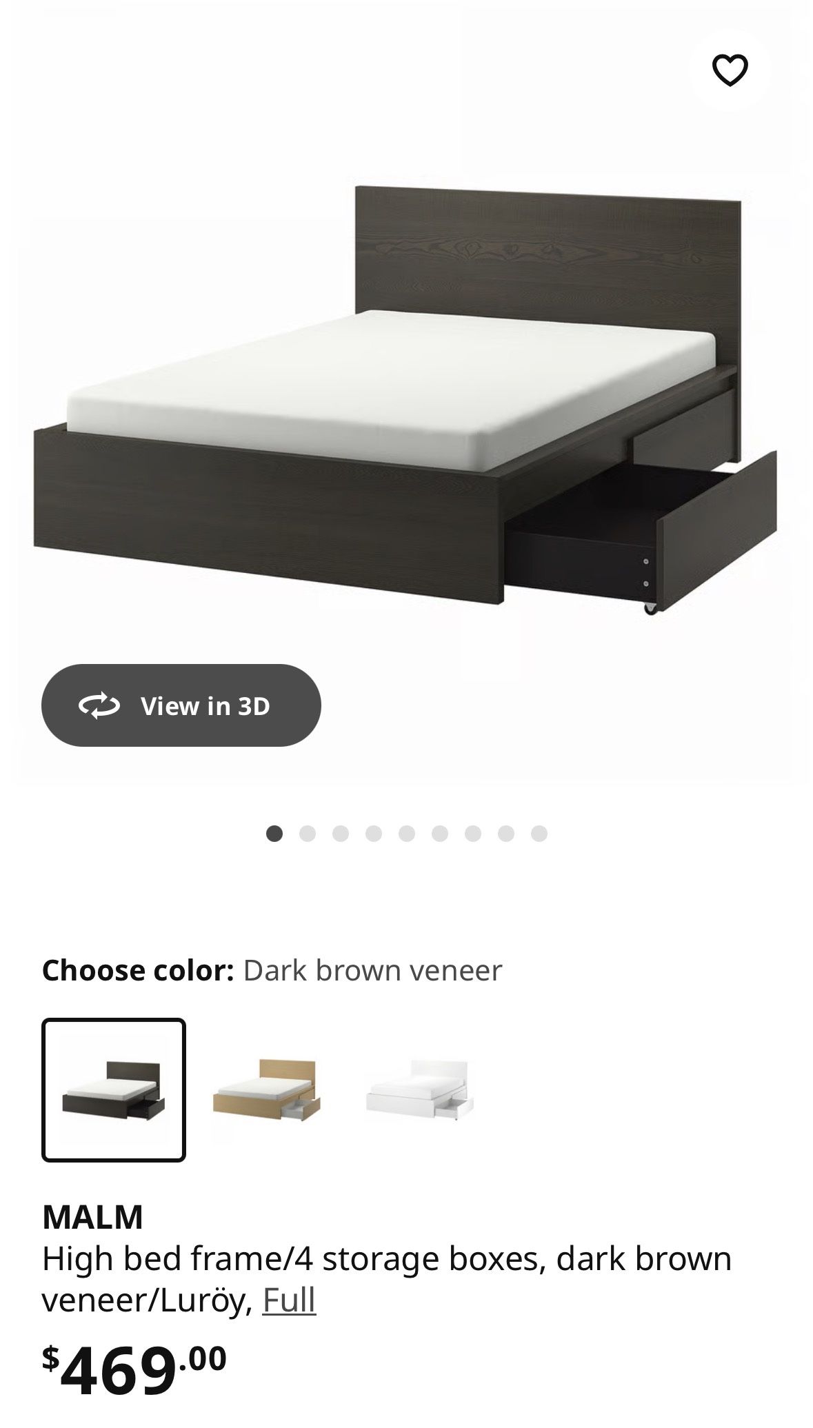 King- MALM High bed frame/4 storage boxes, dark brown veneer/Luröy