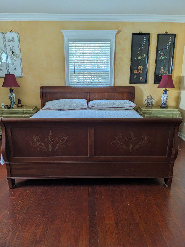King Size Bed with Box and mattress. Long dresser Plus Tall Armoire  3 Years Of Use.Great Condition. In