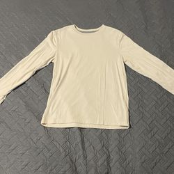Old Navy Cream and Gray Long Sleeve Shirt