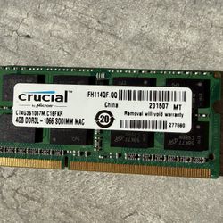 Crucial 4GB PC3-12800 DDR3 1600MHz Memory RAM LAPTOP CARD MODULE