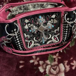 rhinestone shoulder bag and wallet