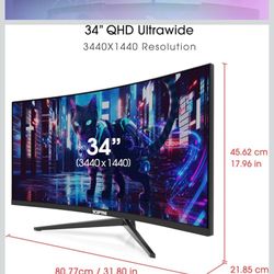 34inch Curved Ultrawide Monitor 180hz (new)