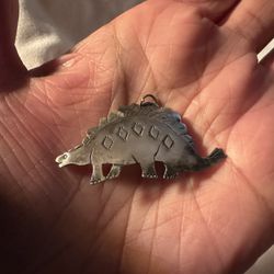Vintage Silver Stegosaurus Pendant with Bale