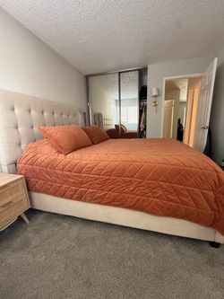Upholstered Bed Frame with Tufted Headboard