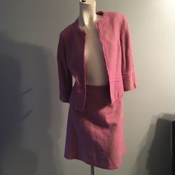 sigrid olsen 100% Wool  Women’s 2-Piece  Pink Skirt Suit Fully Lined  Size 10 