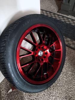 Red Rims and Tires 245/45/R18
