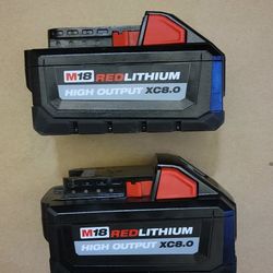 2 Milwaukee Mint Condition 8.0 Batteries 
