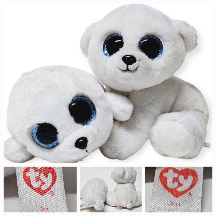 Ty Ari the Polar Bear and Ty Icy the Seal Handmade Plush Stuffed Animals