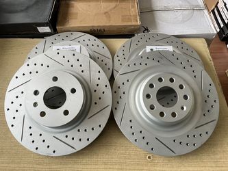 Tesla X 16-21 Front and Rear Drill Slot Rotors Ceramic Brake Pads