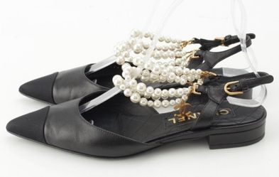 Chanel Pearl Shoes, Chanel Flats, Chanel Shoes , CC 