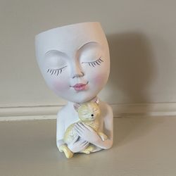 Face Flower Plant Pot with Cat