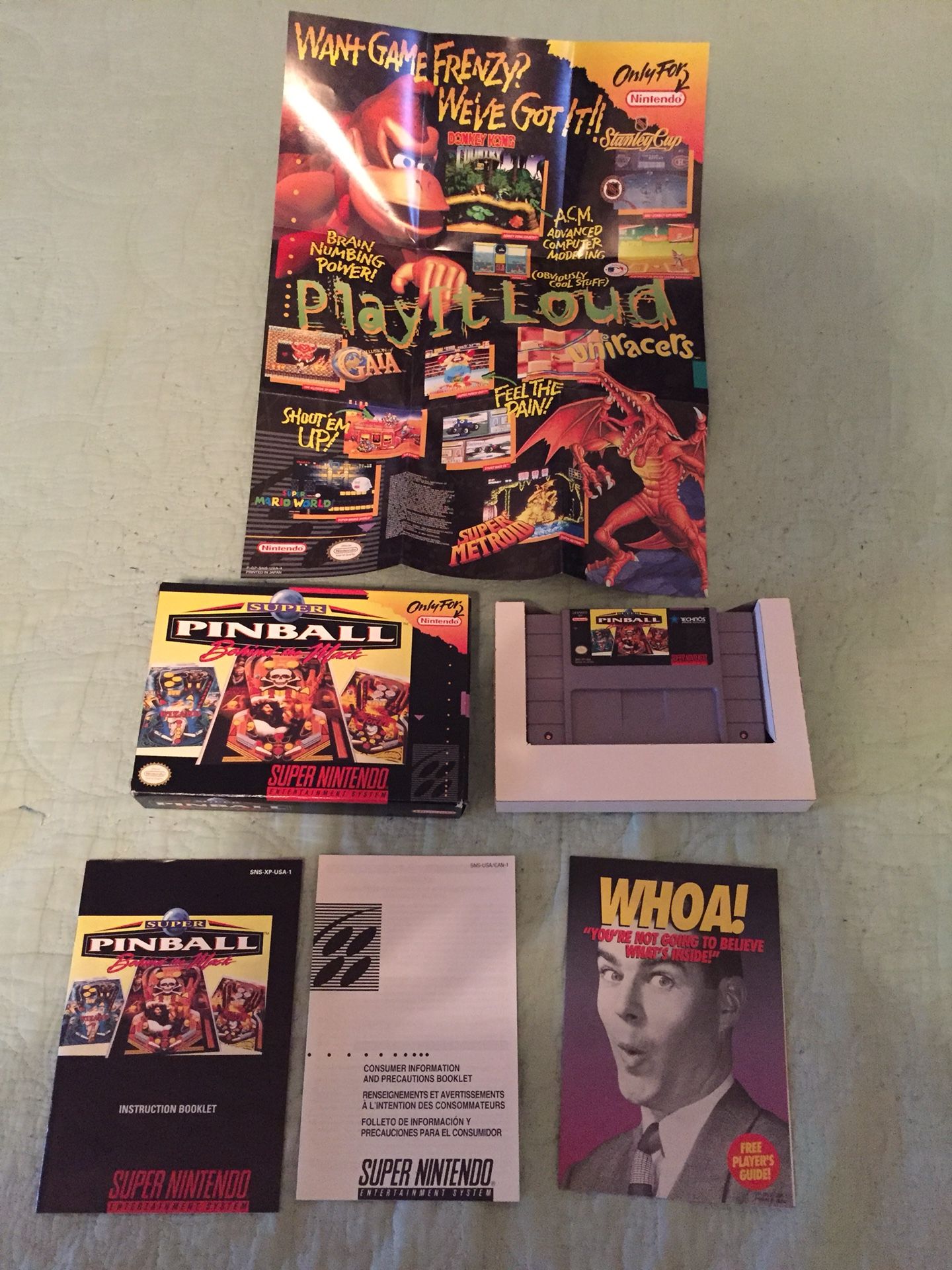 SNES Super Pinball Behind the Mask CIB