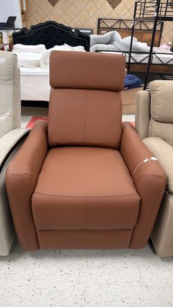 Pair of Brown Faux Leather Recliner Chairs