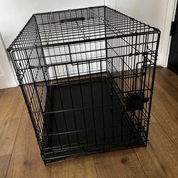 Foldable Metal Wire Dog Crate with Tray, Single Door, 30 x 19 x 21 Inches, Black