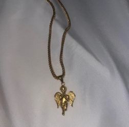 Gold plated angel pendant necklace