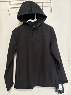 Black Softshell Hooded Zip-Up Jacket